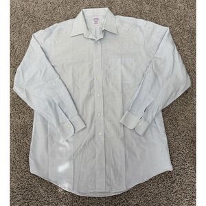Brooks Brothers Shirt Mens Large White Blue 16 34 35 Button Up‎ Non Iron Adult